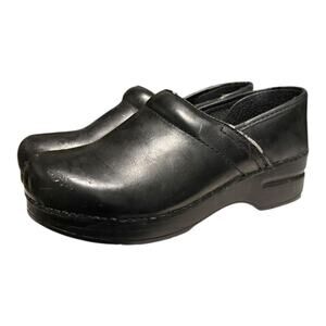 Dansko Pro Professional Black Leather Clogs Loafers Womens Sz 38 US 8